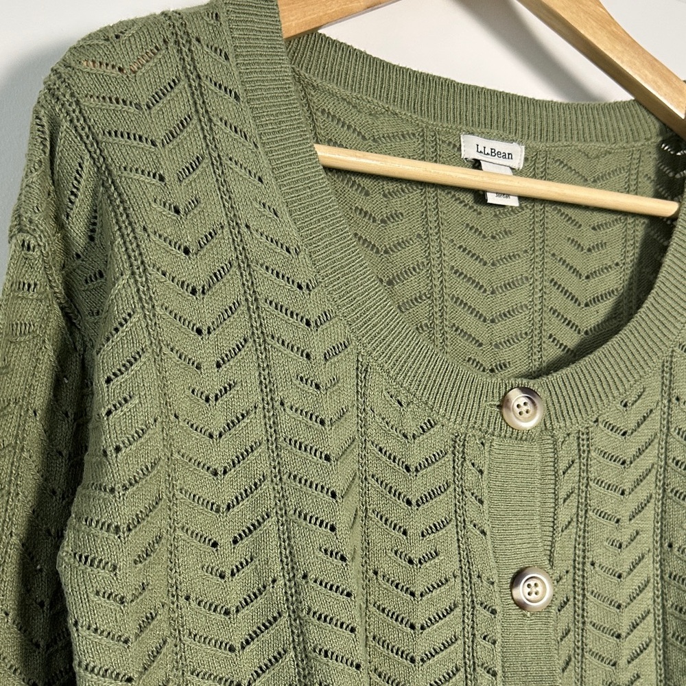 L.L. Bean Pointelle Cardigan, MP - Picture 2 of 7